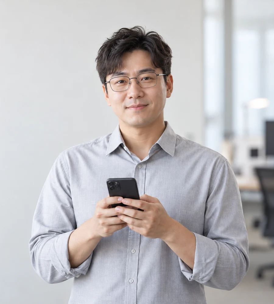 김해 개인돈 대출 상담을 휴대전화로 안내받는 고객