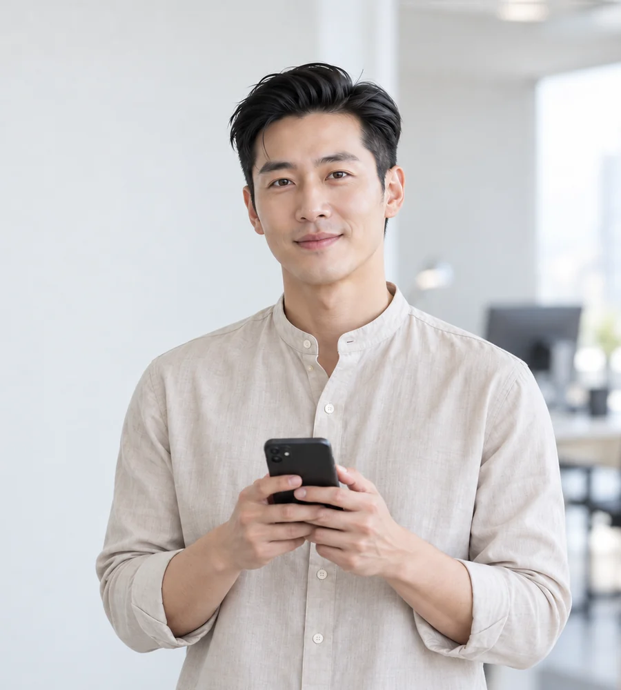 김해 개인돈 대출 상담을 휴대전화로 안내받는 고객