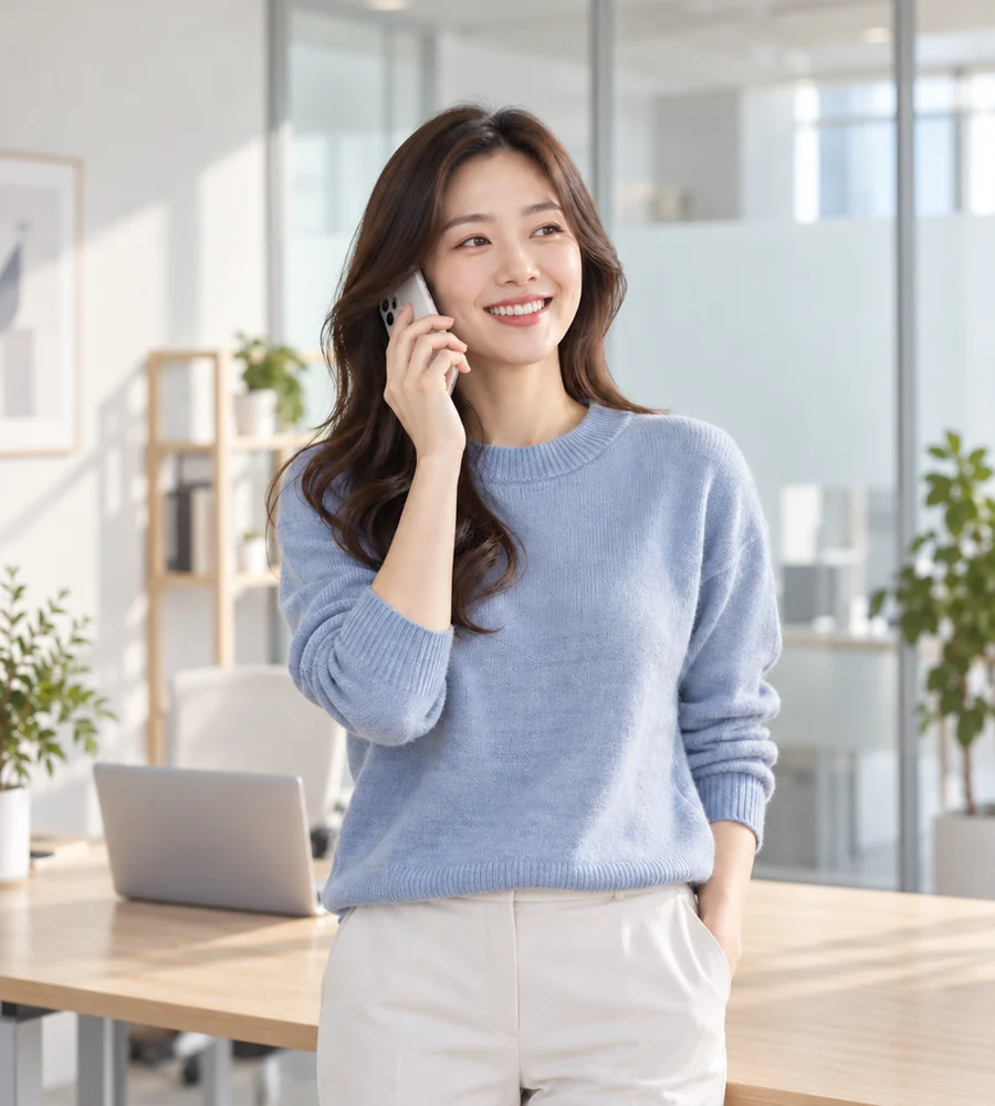 김해 개인돈 대출 상담을 휴대전화로 안내받는 고객